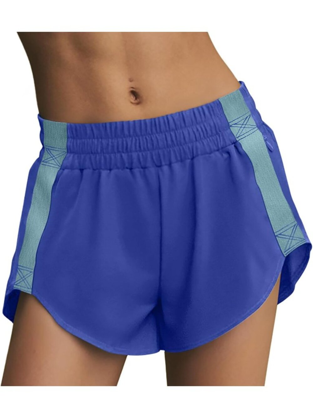 Women's Running Shorts with Zip Pocket | Contrast Color Workout Gym Shorts